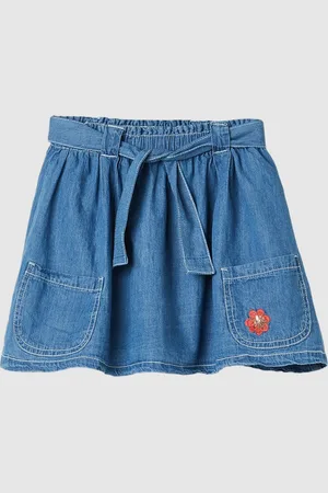 Max Collection Girls Pure Cotton Denim A-Line Mini Skirt