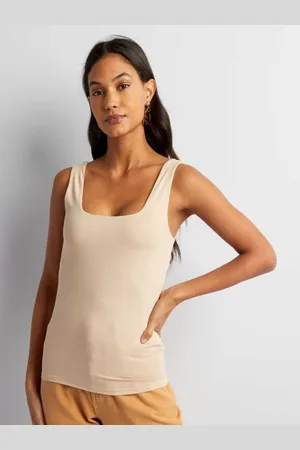 KIABI Women Sleeveless Scoop Neck Pockets Slim Fit T-shirt