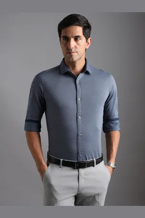 Bergamo Pure Cotton Slim Fit Textured Self Design Knitted Formal Shirt