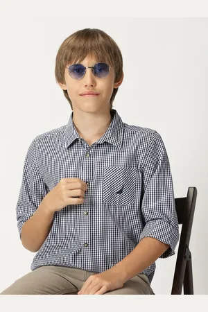 Nautica Boys Premium Gingham Checks Opaque Checked Casual Shirt
