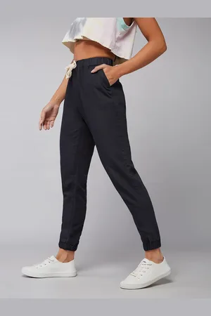 DOLCE CRUDO Women Lightweight Regular Length Mid Rise Clean Look Regular Fit Denim Joggers