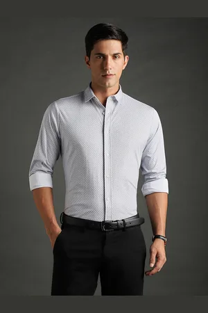 Bergamo Slim Fit Micro Ditsy Printed Spread Collar Pure Cotton Knitted Formal Shirt