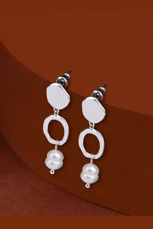 Accessorize London Women Sterling Silver Plated Molten Pearl Drop Earrings