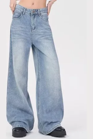 LULU & SKY Women Wide Leg Heavy Fade Jeans