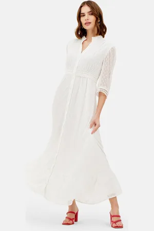 Kazo Self Designed Mandarin Collar Satin Maxi Dress