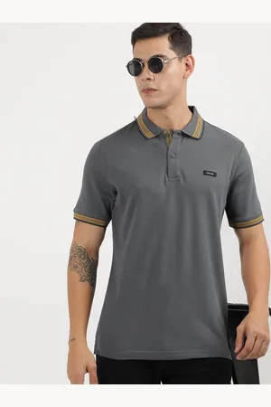 Calvin Klein Men Mandarin Collar Applique Slim Fit T-shirt