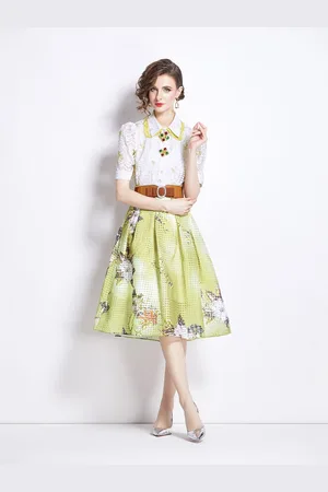 JC Collection Women Printed Shirt with Skirt