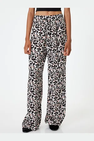 Koton Women Animal Printed Loose Fit Mid-Rise Trousers