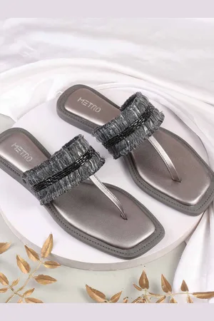 Metro Women Embellished T-Strap Flats