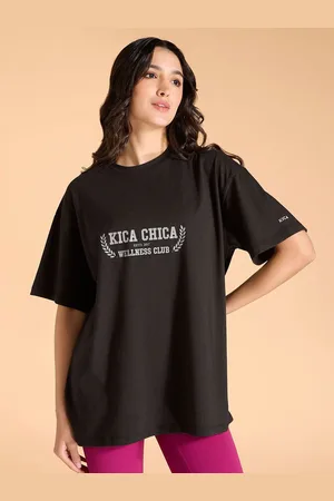 KICA Wellness Edition Women Cotton Oversized Printed Typographic T-shirt