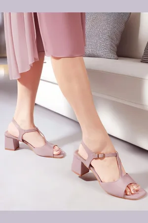 Mast & Harbour Women Open Toe Block Mules With Buckles