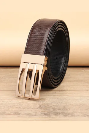 Winsome Deal Men Push Pin Closure Textured Formal Belt