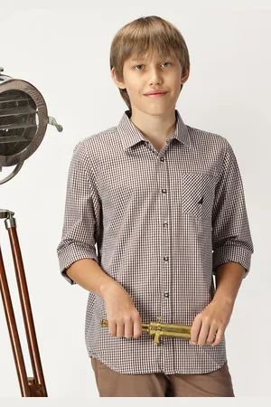 Nautica Boys Premium Opaque Checked Casual Shirt