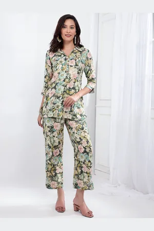 Bani Women Floral Printed Three Quarter Sleeve Tunic & Trouser
