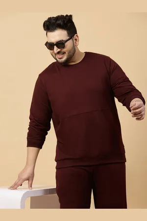 Rigo Plus Size Burgundy Terry Cotton Tracksuit