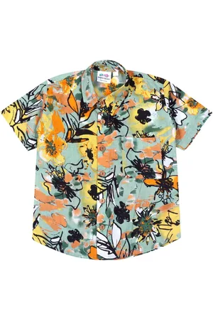 Superminis Boys Modern Spread Collar Floral Printed Cotton Casual Shirt