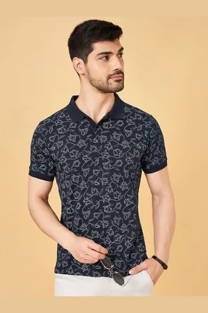 Pantaloons Men Floral Printed Polo Collar Cotton Slim Fit T-Shirt