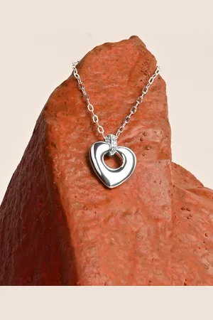 Accessorize London Women Sterling Silver Plated Chunky Heart Necklace
