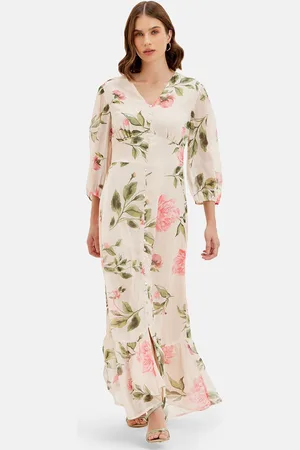 Kazo Floral Print Chiffon Maxi Dress