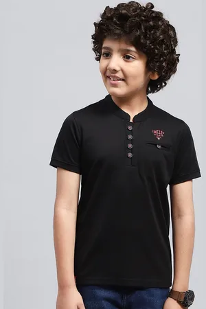 Monte Carlo Boys Mandarin Collar Cotton T-shirt