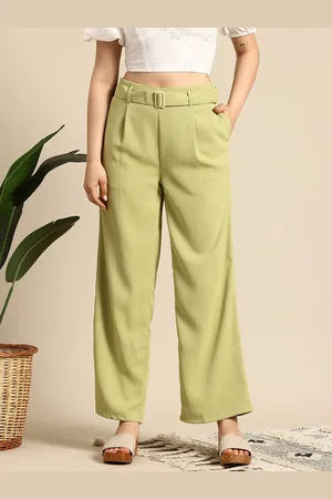 Mast & Harbour Women Pleated Trousers with Belt
