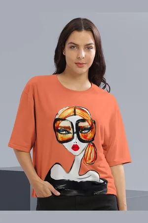 HELLCAT Women Graphic Printed Round Neck Cotton Oversized T-Shirt