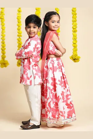 Cutiekins Girls Printed Ready to Wear Cotton Lehenga & Blouse With Dupatta