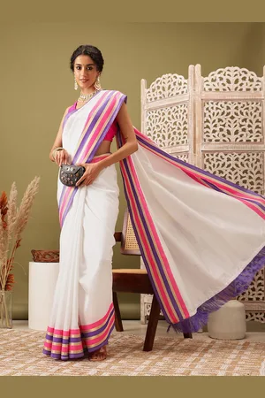 silk land Zari Kasavu Saree With Blouse Piece