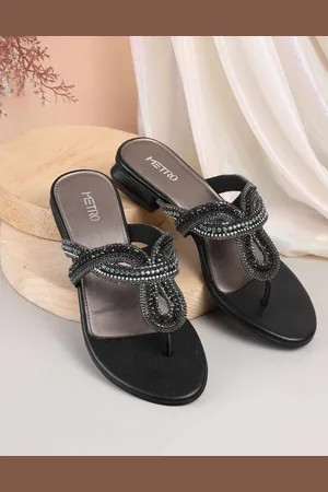Metro Women Embellished T-Strap Flats