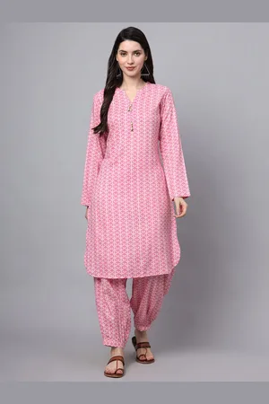 Kalini Floral Printed Mandarin Collar Tunic With Trouser