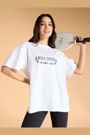 KICA Wellness Edition Women Cotton Oversized Printed Typographic T-shirt