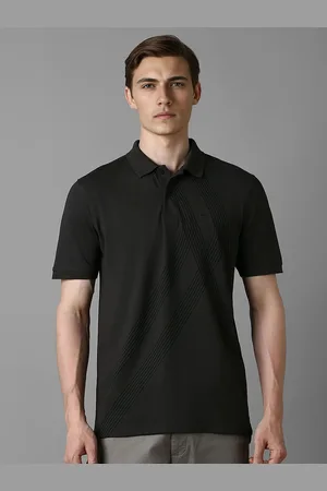 Louis Philippe Men Striped Polo Collar T-shirt