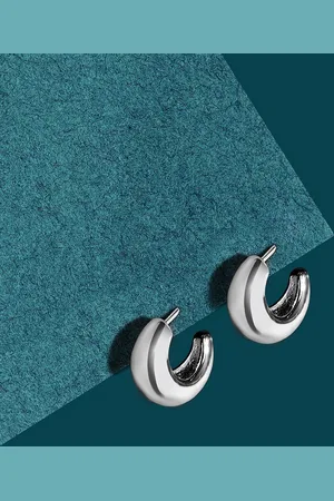 Accessorize London Women Sterling Silver Plated Chunky Hoop Earrings