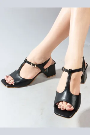 Mast & Harbour Women Open Toe Block Heel Sandals with Buckles