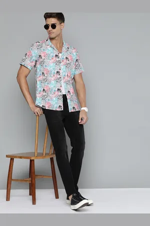 DENNISON Men White Smart Slim Fit Printed Casual Shirt