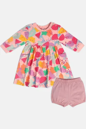MINI KLUB Girls Printed A-Line Dress with Bloomer