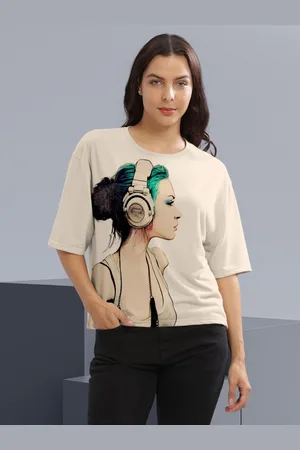 HELLCAT Women Graphic Printed Round Neck Cotton Oversized T-Shirt
