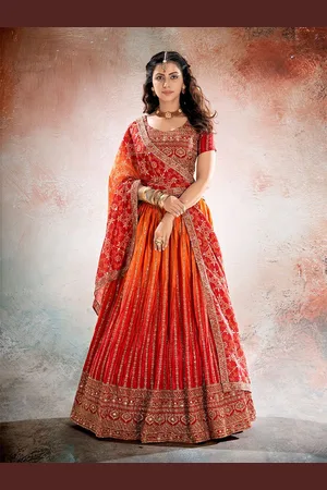 SHOPGARB Embroidered Sequinned Semi-Stitched Lehenga & Unstitched Blouse With Dupatta
