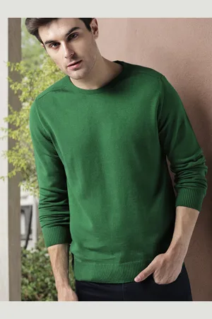 Mast & Harbour Men Green Solid Pullover