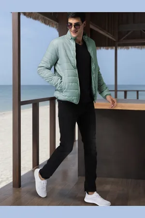 Mast & Harbour Men Grey Solid padded Jacket