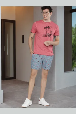 Mast & Harbour Men Blue Printed Regular Fit Regular Shorts