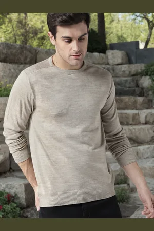 Mast & Harbour Men Beige Solid Pullover