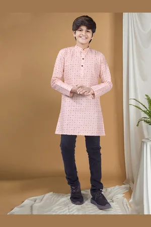 SHIWAM ETHNIX Boys Floral Printed Straight Kurta