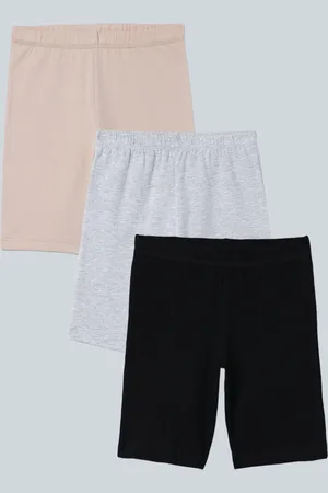 Charm n Cherish Girls Pack of 3 Black & Beige Sports Shorts