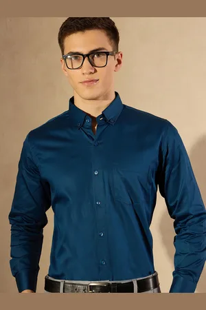 DENNISON Men Blue Comfort Regular Fit Solid Formal Shirt