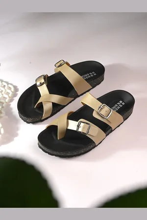 HERE&NOW Women Faux Leather One Toe Flats with Buckles