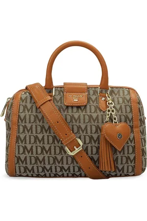 Da Milano Printed Leather Structured Handheld Bag with Tasselled