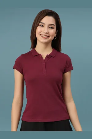 DressBerry Women Solid Polo Collar Slim Fit T-shirt
