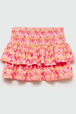 MANGO Girls Gathered & Pleated Detail Ruffle Peplum Skirt