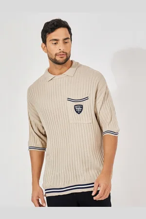 Styli Men Premium Knit Relaxed Varsity Polo T-shirt With Pocket Badge